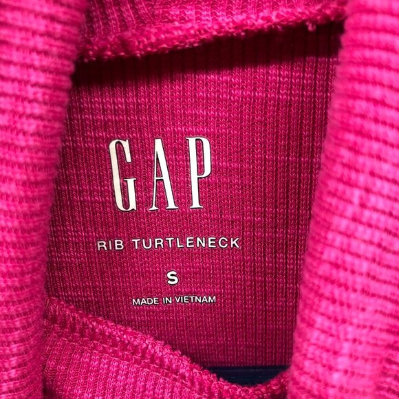 Gap Essential Rib Turtleneck T Shirt Womens S Pink Long Sleeve Cotton Stretch - Picture 3 of 9